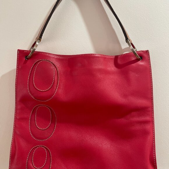 LUIS ESTEVE Red Leather Shoulder Bag Purse With Handle Made in Spain - Picture 1 of 4